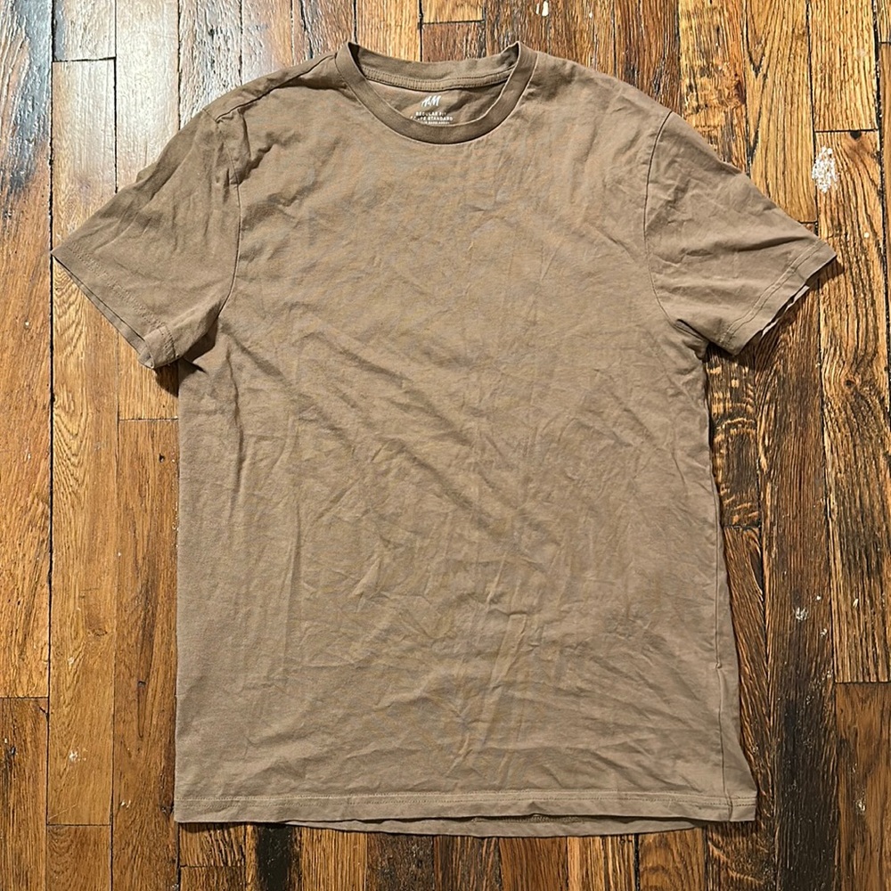 H&M Regular Fit Crewneck T-shirt - Medium, Tan